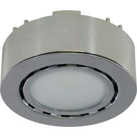 Liteline UCP-LED1-CH Puck Light, 12 V, 2 W, 1-Lamp, LED Lamp, 130 Lumens, 3000 K Color Temp, Chrome Fixture