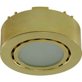 Liteline UCP-LED1-PB Puck Light, 12 V, 2 W, 1-Lamp, LED Lamp, 130 Lumens, 3000 K Color Temp, Polished Brass Fixture