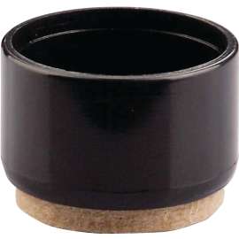 Shepherd Hardware 3933 Furniture Leg Tip with Felt, Round, Plastic, Black, 1 in Dia