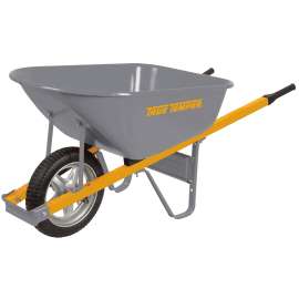 TRUE TEMPER R6STSP25 Wheelbarrow, 6 cu-ft Heap, 6 cu-ft Volume, Comfort-Grip Handle, Steel