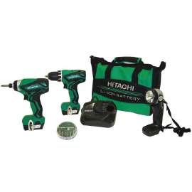 HITACHI KC10DFL2 Combination Kit, Battery Included, 12 V, 3-Tool, Lithium-Ion Battery