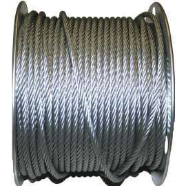 Ben-Mor 82045 Aircraft Cable, 1/4 in Dia, 250 ft L, 1400 lb Working Load, Carbon Steel, Galvanized