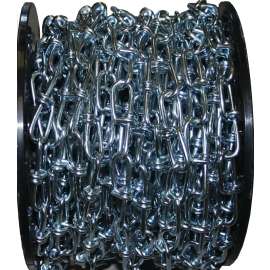 Ben-Mor 51050 Double Loop Chain, #2/0, 75 ft L, 255 lb Working Load, Steel, Zinc