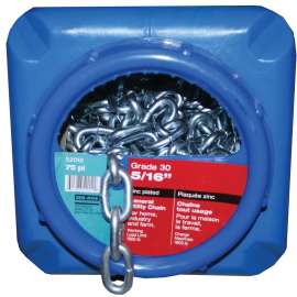 Ben-Mor 52012 Proof Coil Chain, 75 ft L, 30 Grade, Carbon Steel, Zinc