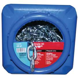 Ben-Mor 52013 Proof Coil Chain, 45 ft L, 30 Grade, Carbon Steel, Zinc