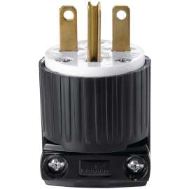 Arrow Hart WD5666 Ultra-Grip Plug, 2 -Pole, 15 A, 250 V, NEMA: NEMA 6-15, Black
