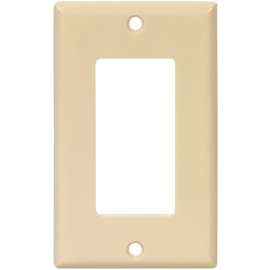 EATON 2151V-JP Wallplate, 4-1/2 in L, 2-3/4 in W, 1 -Gang, Thermoset, Ivory, High-Gloss