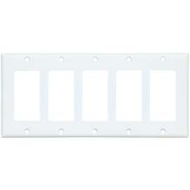 Eaton Wiring Devices 2165W-BOX Wallplate, 4-1/2 in L, 10 in W, 5 -Gang, Thermoset Plastic, White