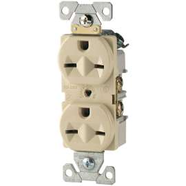 Arrow Hart 826 826V-BOX Duplex Receptacle, 2 -Pole, 15 A, 250 V, Side Wiring, NEMA: 6-15R, Gray