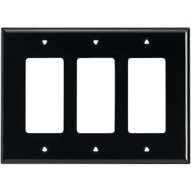 Eaton Wiring Devices PJ263BK Wallplate, 4.87 in L, 6-3/4 in W, 3 -Gang, Polycarbonate, Black