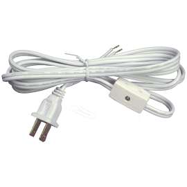 ATRON LA945 Lamp Cord with In-Line Switch, 6 ft L, White Sheath