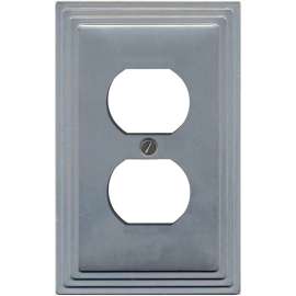 ATRON 65D Wallplate, 4-3/4 in L, 3.13 in W, 1 -Gang, Metal, Satin Nickel