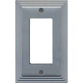 ATRON AZTEC 65R Wallplate, 4-15/16 in L, 2-7/8 in W, 1 -Gang, Metal, Satin Nickel