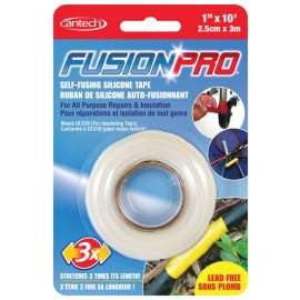 Cantech FushionPro 737-10 Silicone Tape, 3.28 yd L, 0.99 in W, Silicon Backing, White