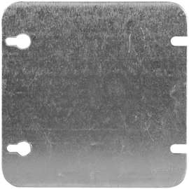 Tradeselect 72C1BAR Box Cover, 4.6 in Dia, 4-11/16 in L, 4-11/16 in W, Square, Metal, Silver
