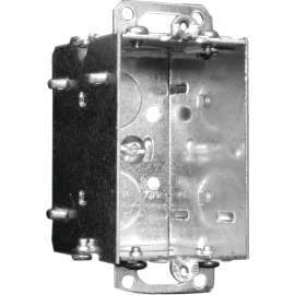 HUBBELL 1104KBAR Device Box, 1 -Gang, 2 -Knockout, 1/2 in Knockout, Metal, Recessed Mounting