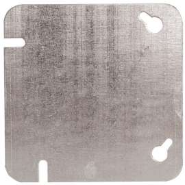 HUBBELL 52C1BAR Flat Blank Utility Box Cover, 4 in L, 4 in W, Square, Steel, Galvanized