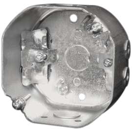 HUBBELL 54171LFBAR Octagonal Box, 4 in OAW, 2-1/8 in OAD, 3 -Knockout, Metal Housing Material