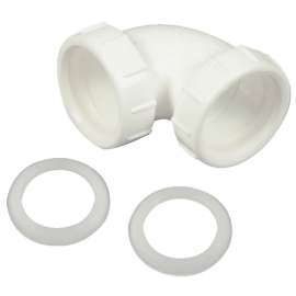 Danco 94034 Elbow Tube, 1-1/2 in, Slip-Joint, PVC, White