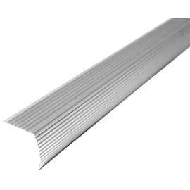M-D 43309 Fluted Stair Edge, 36 in L, 1.22 in W, Metal, Satin Silver