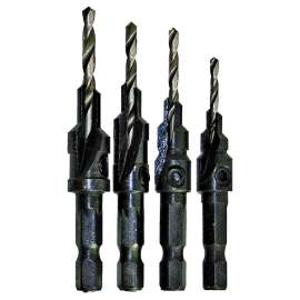 Task T69004 Screw Pilot Drill Bit Set, 4-Piece, Carbon Steel