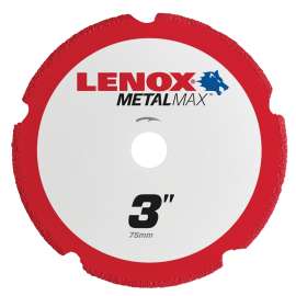 Lenox MetalMax 1972918 Cut-Off Wheel, 3 in Dia, 3/64 in Thick, 3/8 in Arbor, 40, 50 Grit, Diamond Abrasive