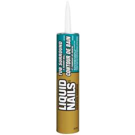 Liquid Nails 5119872 Tub Surround and Shower Wall Adhesive, White, 296 mL
