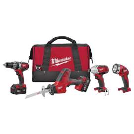 Milwaukee 2695-24 Combination Kit, Battery Included, 18 V, 4-Tool, Lithium-Ion Battery
