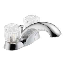 DELTA Classic Series 2522LF Bathroom Faucet, 1.2 gpm, 2-Faucet Handle, Brass, Chrome Plated, Knob Handle, Rigid Spout