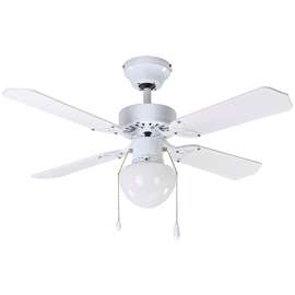 CANARM Galaxy Series CF15636411S Ceiling Fan, 5-Blade, White Housing, Bleached Oak/White Blade, 36 in Sweep, 3-Speed