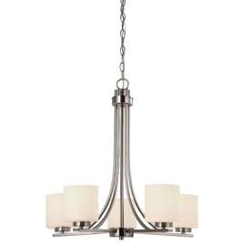 Canarm ICH423A05BN Chandelier, 110 V, 500 W, 5-Lamp, Metal Fixture, Brushed Nickel Fixture