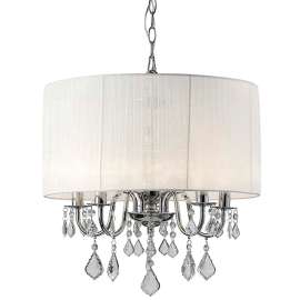 Canarm Sarah Series ICH438A05CH18 Chandelier, 1-Tier, 5-Lamp, Metal Fixture, Chrome Fixture