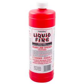 Liquid Fire LF-Q-12 Drain Opener, Liquid, Dark Amber, Slight Pungent, 32 oz Bottle