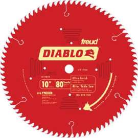 Diablo D1080X Circular Saw Blade, 10 in Dia, 5/8 in Arbor, 80-Teeth, Carbide Cutting Edge