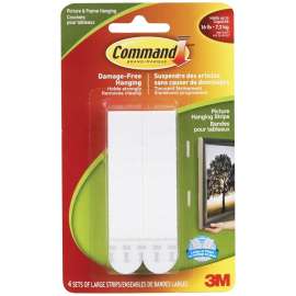 Command 17206C Large Picture Hanging Strip, 4 lb, Foam, White