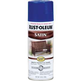 RUST-OLEUM STOPS RUST 276270 Enamel Paint, Low Satin, Sapphire, 12 oz, Aerosol Can