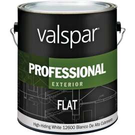 Valspar 045.0012600.007 Exterior House Paint, Flat, White, 1 gal