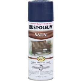 RUST-OLEUM STOPS RUST 300115 Enamel Paint, Low Satin, Classic Navy, 12 oz, Aerosol Can