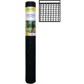 TENAX 751397 Hardware Net, 15 ft L, Quadrangular Mesh, 4 x 4 in Mesh, Polyethylene, Black
