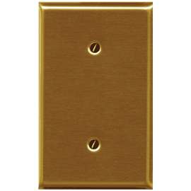ATRON Traditional 2-163BBR Blank Wallplate, 4.13 in W, 0.36 in Thick, 1 -Gang, Metal, Brass