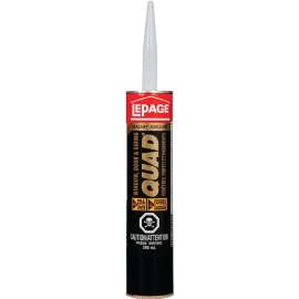 LePage QUAD VOC 1637328 Window, Door and Siding Sealant, Newport Taupe, 7 to 14 days Curing, 20 to 100 deg F, 295 mL