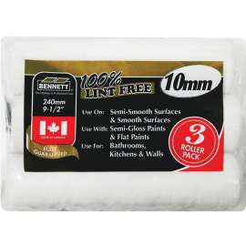 BENNETT 3PK POLY LF-10 Paint Roller Refill, 10 mm Thick Nap, 240 mm L, Knit Fabric Cover