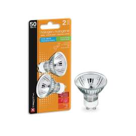 Xtricity 1-62007 Halogen Bulb, 50 W, GU10 Lamp Base, MR16 Lamp, Soft White Light, 400 Lumens, 2700 K Color Temp