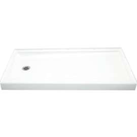 Sterling Ensemble 72171110-0 Shower Base, 60 in L, 30 in W, 5 in H, Vikrell, White, Alcove Installation, 3-5/16 in Drain