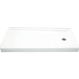 Sterling Ensemble 72171120-0 Shower Base, 60 in L, 30 in W, 5 in H, Vikrell, White, Alcove Installation, 3-5/16 in Drain