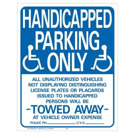 HY-KO 703 Parking Sign, Rectangular, Blue/White Legend, Blue/White Background, Plastic, 15 in W x 19 in H Dimensions