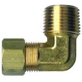 Fairview 69-4B Pipe Elbow, 1/4 in, Compression x MPT, 90 deg Angle, Brass, 300 psi Pressure