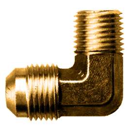 Fairview 49-10CP Pipe Elbow, 5/8 x 3/8 in, Flare Tube x Male, 90 deg Angle, Brass, 650 psi Pressure