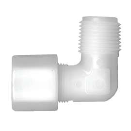 Fairview 569-6CP Pipe Elbow, 3/8 in, Compression x NPT, 90 deg Angle, Nylon, 50 psi Pressure