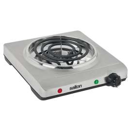 Salton THP517 Portable Single Cooktop, 1000 W, 1-Burner, Knob Control, Stainless Steel, White